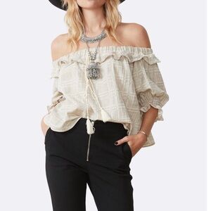 Stevie May Womens Willow Gingham Linen Blend Top